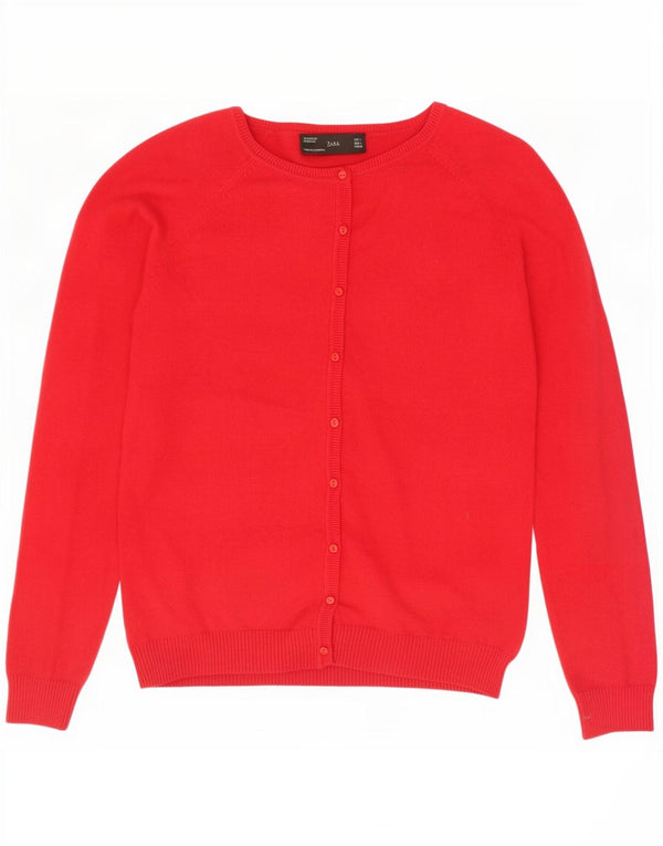 Zara Cardigan Femme Pull UK 14 Grand Coton Rouge