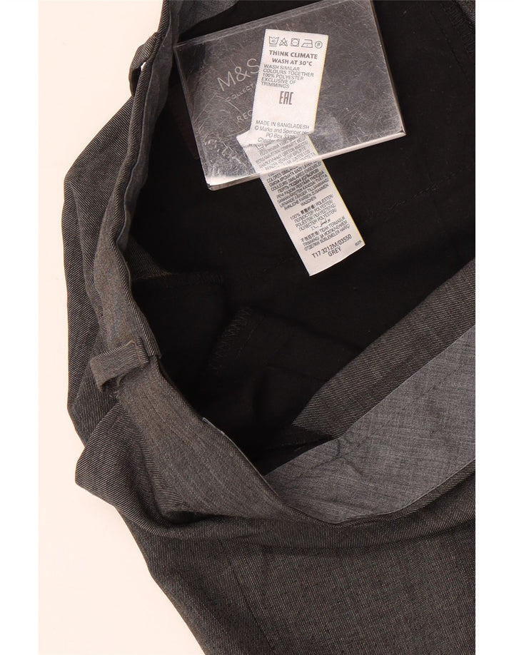 MARKS & SPENCER Pantalon de Costume Droit Homme W42 L31 Gris Polyester