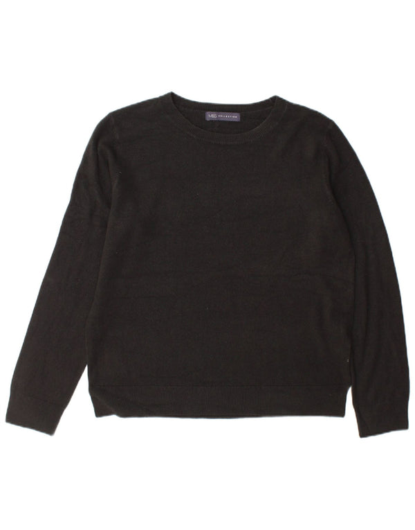 Marks & Spencer Pull à col rond pour femme UK 14 Acrylique noir moyen