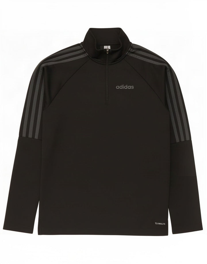 Adidas Hommes Climalite Zip Neck Pull Survêtement Top Petit Noir Polyester