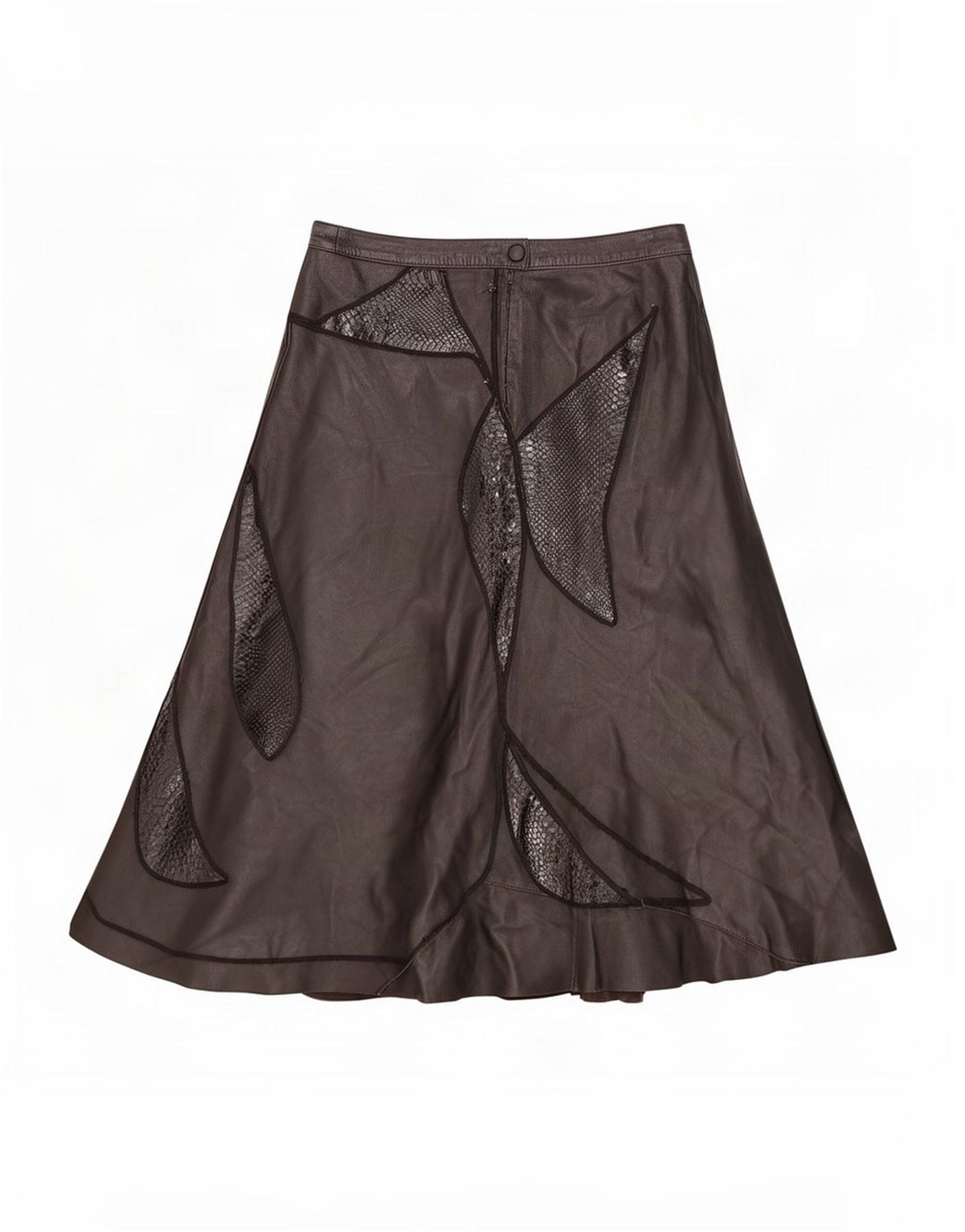 jupe en cuir femme vintage IT 44 Medium W28 Patchwork noir