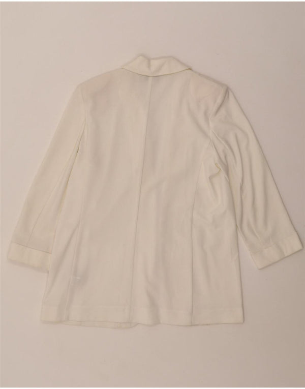 MARKS & SPENCER Veste blazer ouverte à manches 3/4 pour femme UK 12 Blanc moyen