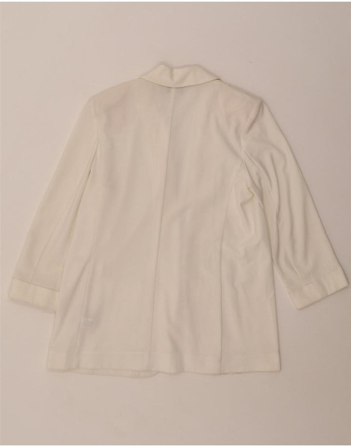 MARKS & SPENCER Veste blazer ouverte à manches 3/4 pour femme UK 12 Blanc moyen