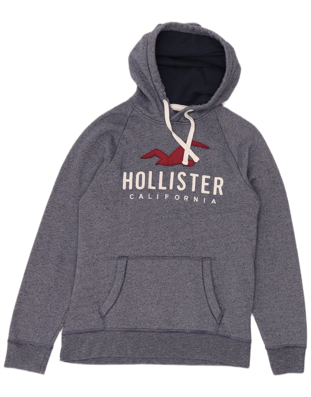 HOLLISTER Pull à capuche graphique XL en coton moucheté bleu pour homme