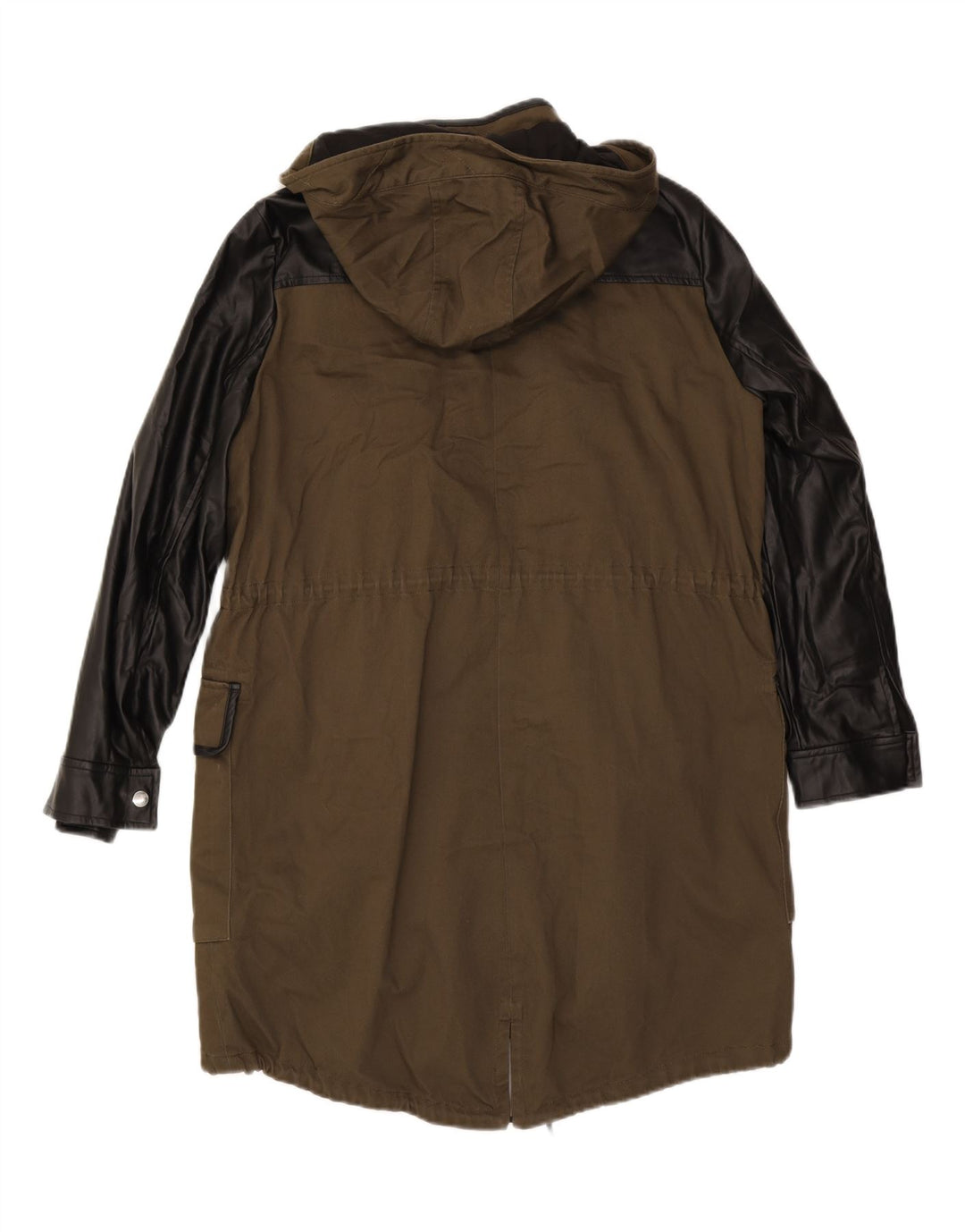 ZARA Womens Hooded Parka Jacket UK 14 Medium Khaki Colourblock Vintage Zara and Second-Hand Zara from Messina Hembry 