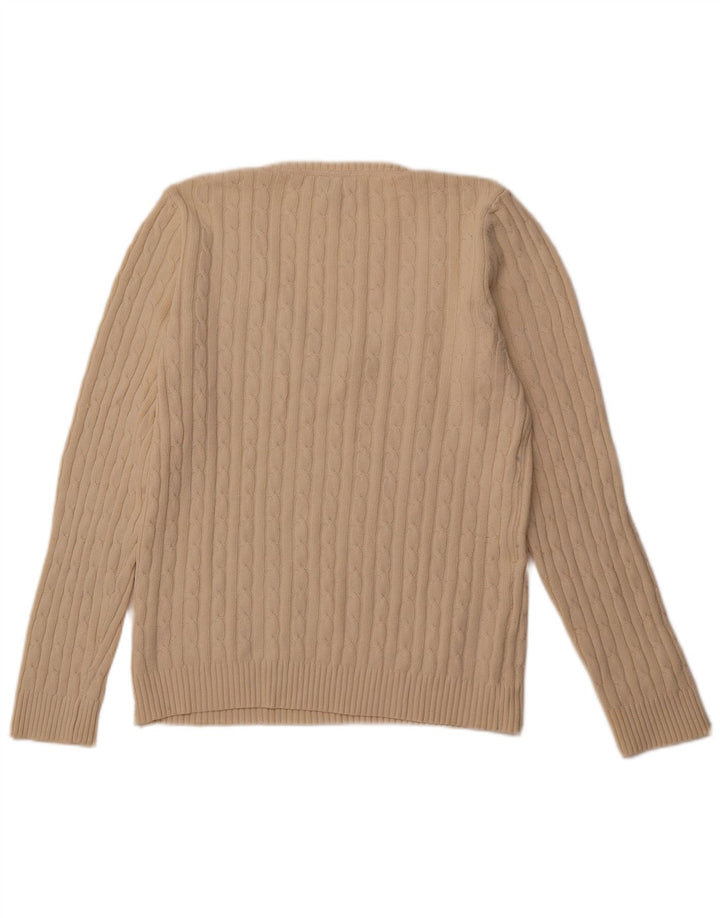 CREW CLOTHING Pull col V pour Femme UK 18 XL Coton Blanc cassé