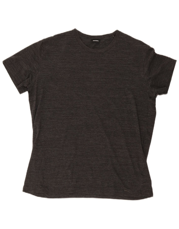 Diesel T-Shirt Top XL Gris Moucheté Coton Homme