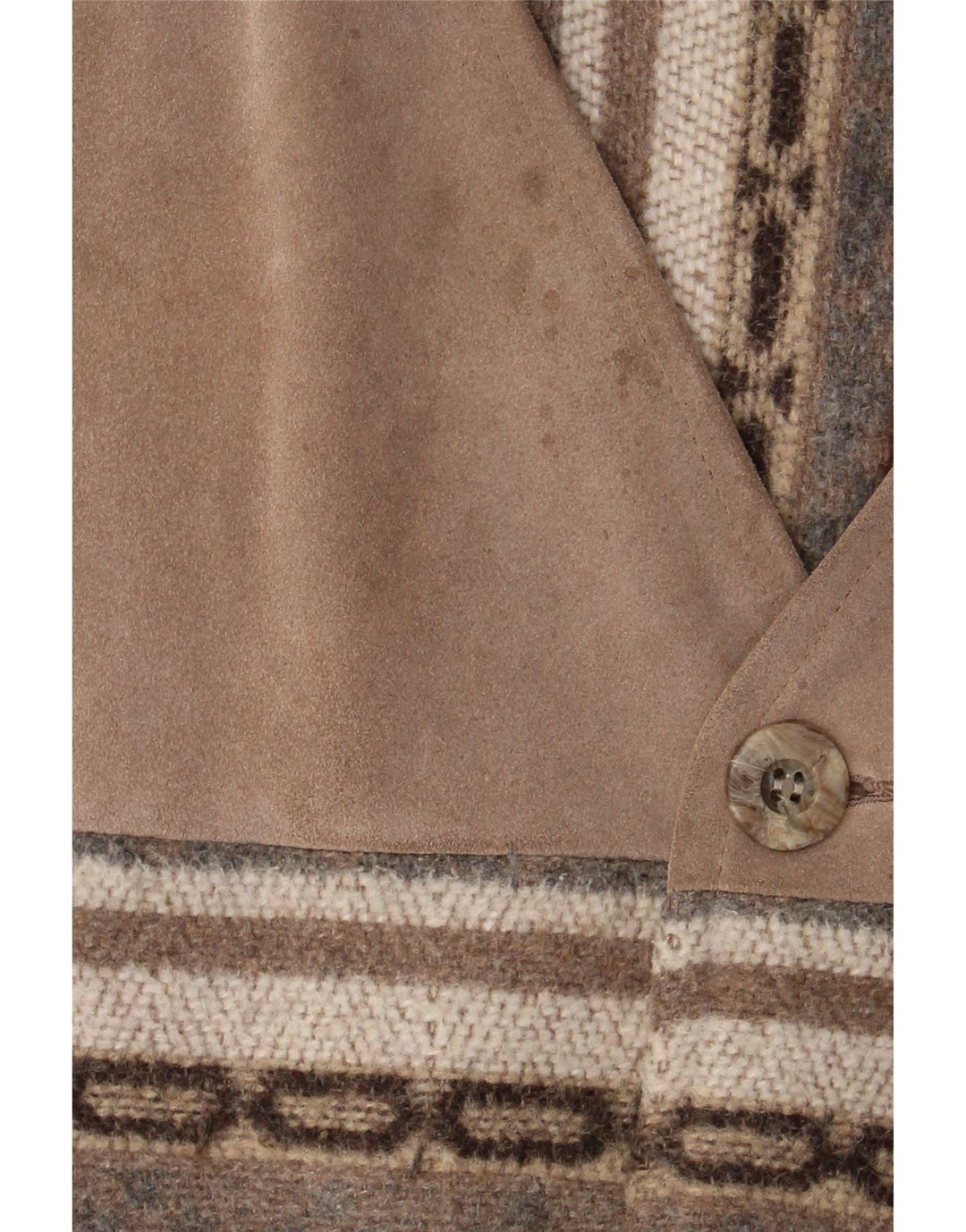 vintage Mens Utility Gilet UK 38 Moyen Gris Géométrique Laine