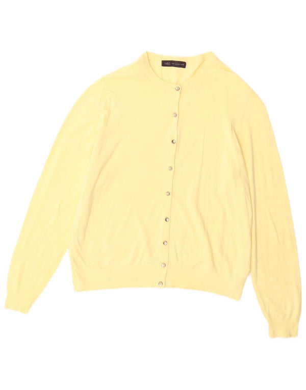Marks & Spencer Pull Cardigan Femme UK 16 Large Viscose Jaune