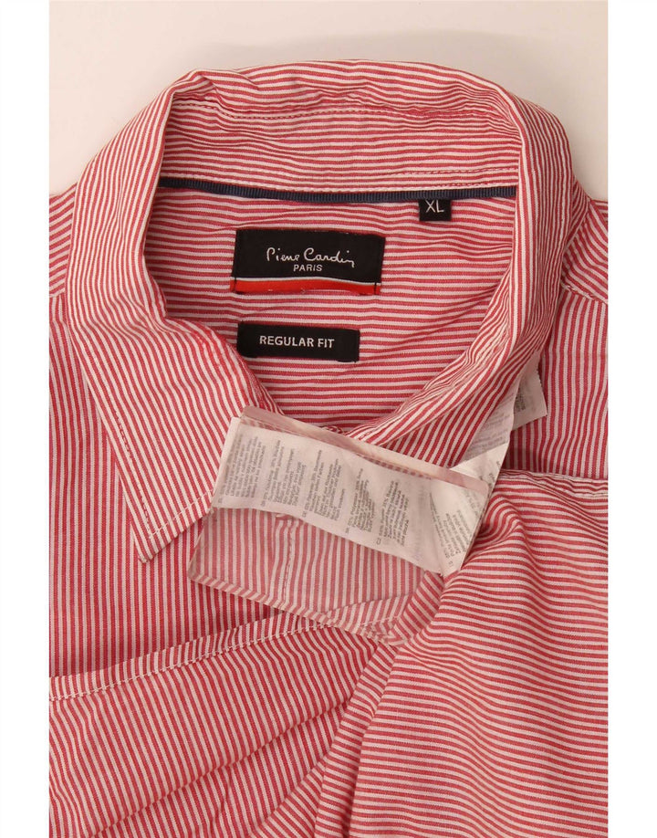 Pierre Cardin Chemise coupe régulière pour homme XL en polyester à fines rayures rouges