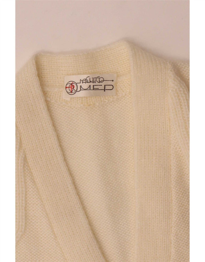 vintage Femme Cardigan Pull UK 14 Moyen Off White