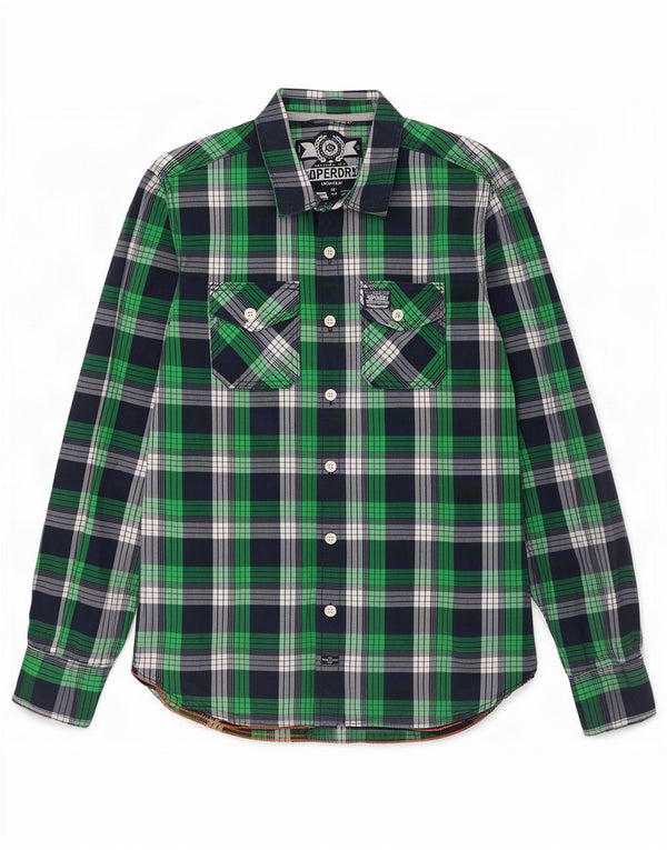 Superdry Chemise Slim Fit XL Vert Plaid Coton