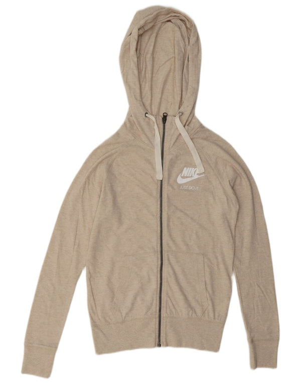 Nike Pull à capuche zippé surdimensionné pour femme UK 6 XS Coton beige