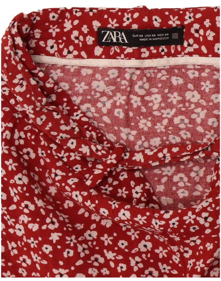 Zara Femme Mini Jupe XS W24 Rouge Floral