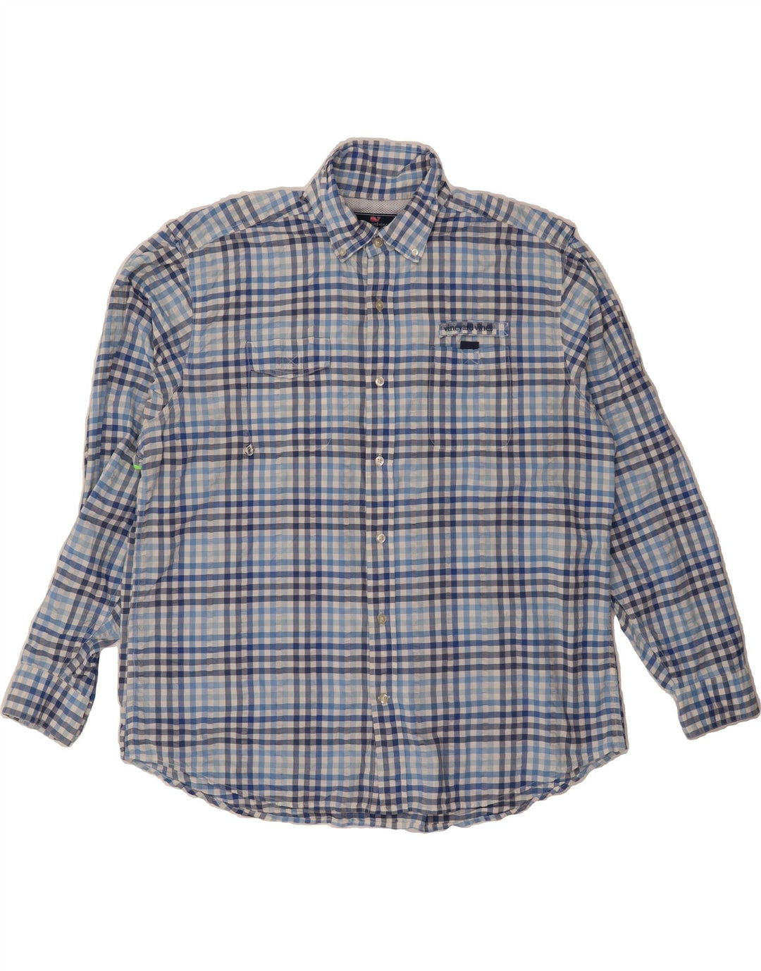 VINEYARD VINES Mens Shirt XL Blue Check Nylon Vintage Vineyard Vines and Second-Hand Vineyard Vines from Messina Hembry 
