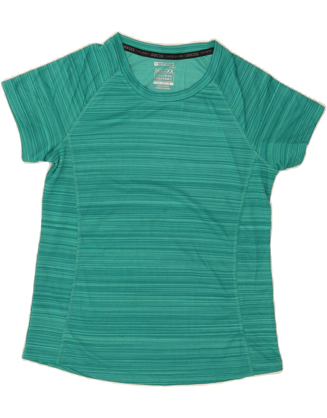MOUNTAIN WAREHOUSE Womens T-Shirt Top UK 12 Medium  Turquoise Striped Vintage Mountain Warehouse and Second-Hand Mountain Warehouse from Messina Hembry 