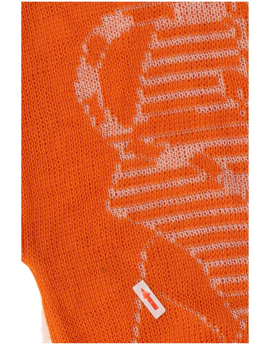 vintage Womens Graphic Crew Neck Jumper Pull UK 12 Acrylique Orange Moyen