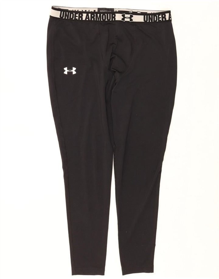 UNDER ARMOUR Legging graphique Heat Gear pour femme UK 18 XL Noir Colourblock
