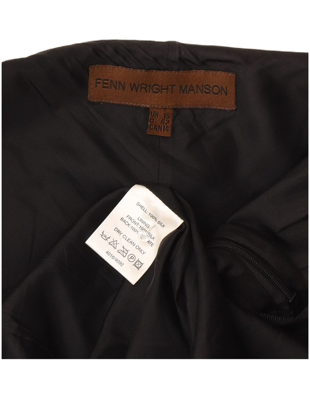 Fenn Wright Manson Robe trapèze pour femme UK 16 Grande soie noire