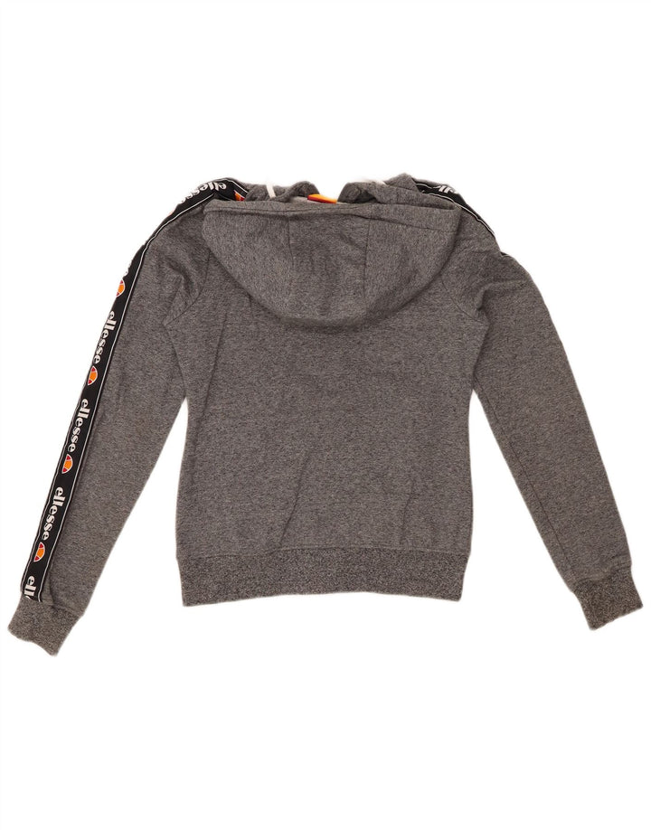 ELLESSE Pull à capuche zippé graphique pour femme UK 4 XS Gris chiné en coton