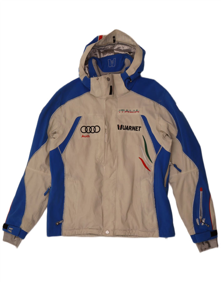 Vuarnet Veste de ski à capuche graphique pour homme UK 38 Beige moyen Colourblock