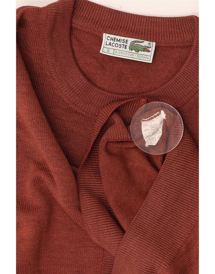 Lacoste Mens Crew Neck Jumper Pull Taille 5 Grande Laine Marron