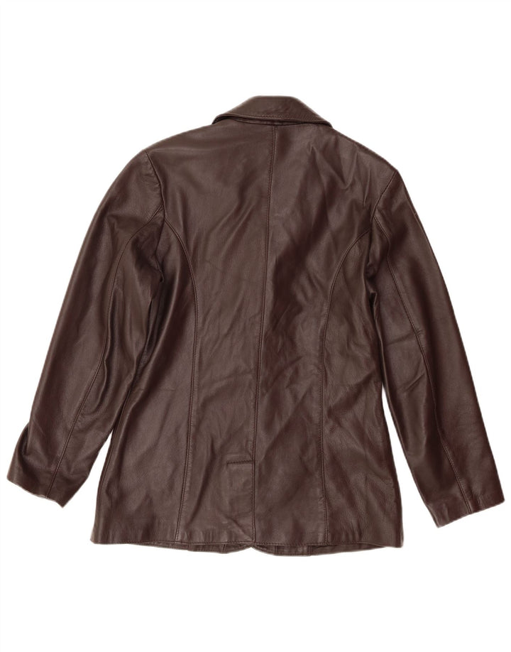 Sardar Veste blazer en cuir à 4 boutons pour femme UK 10 Petit cuir marron