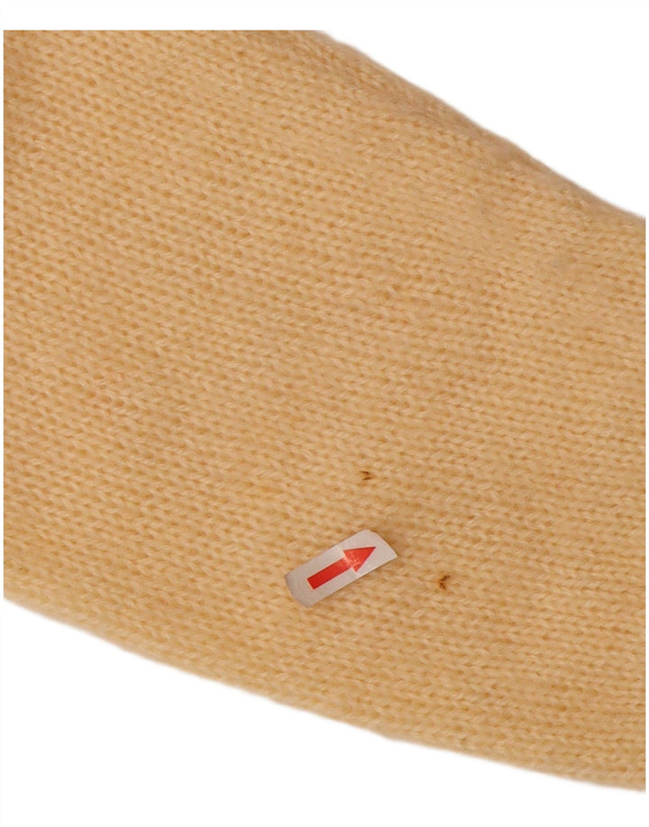 vintage Femmes Crop Cardigan Pull UK 14 Moyen Beige Floral