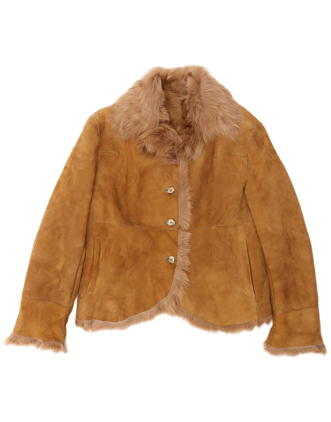 PAUL & SHARK Veste en Daim Femme UK 18 XL Cuir Beige