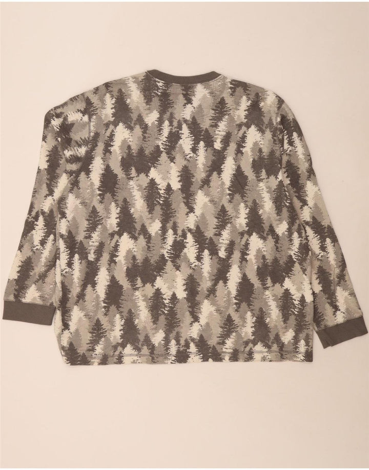 EDDIE BAUER Haut à motif abstrait pour hommes à manches longues 2XL en coton gris