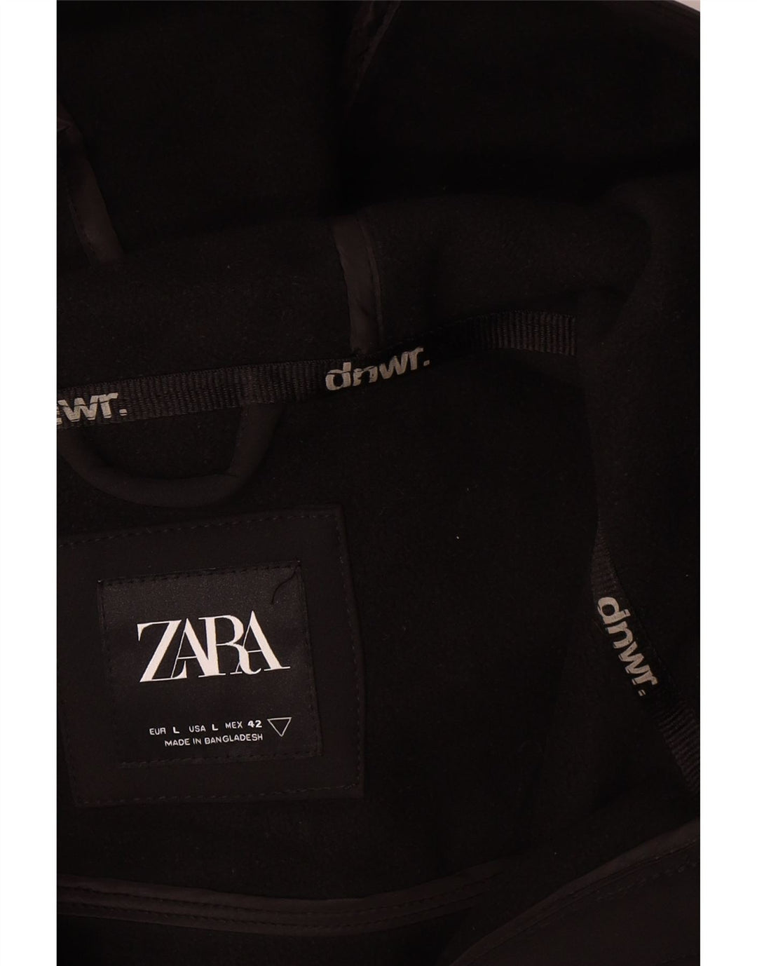 Zara Veste coupe-vent à capuche pour homme UK 40 Large Noir Polyester