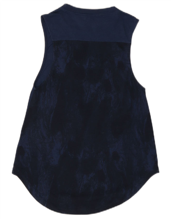 Adidas Femme Débardeur UK 8 Petit Bleu Marine Tie Dye Polyester