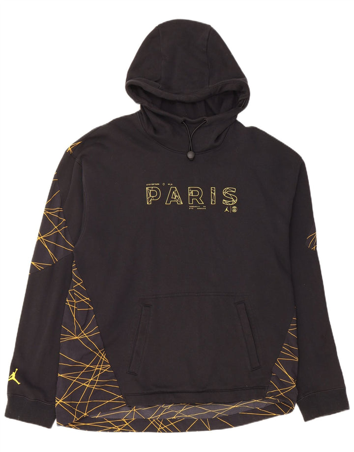JORDAN Pull à capuche coupe ample Paris Graphic pour hommes, grand noir géométrique