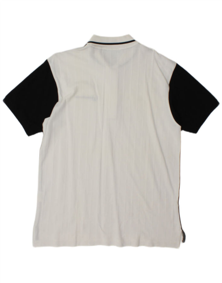 Sergio Tacchini Polo Homme Blanc Moyen Coton Colorblock