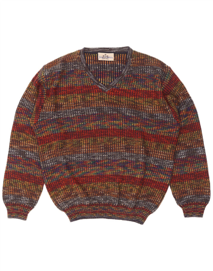 George Pull à col en V pour homme IT 50 Laine rayée multicolore moyen