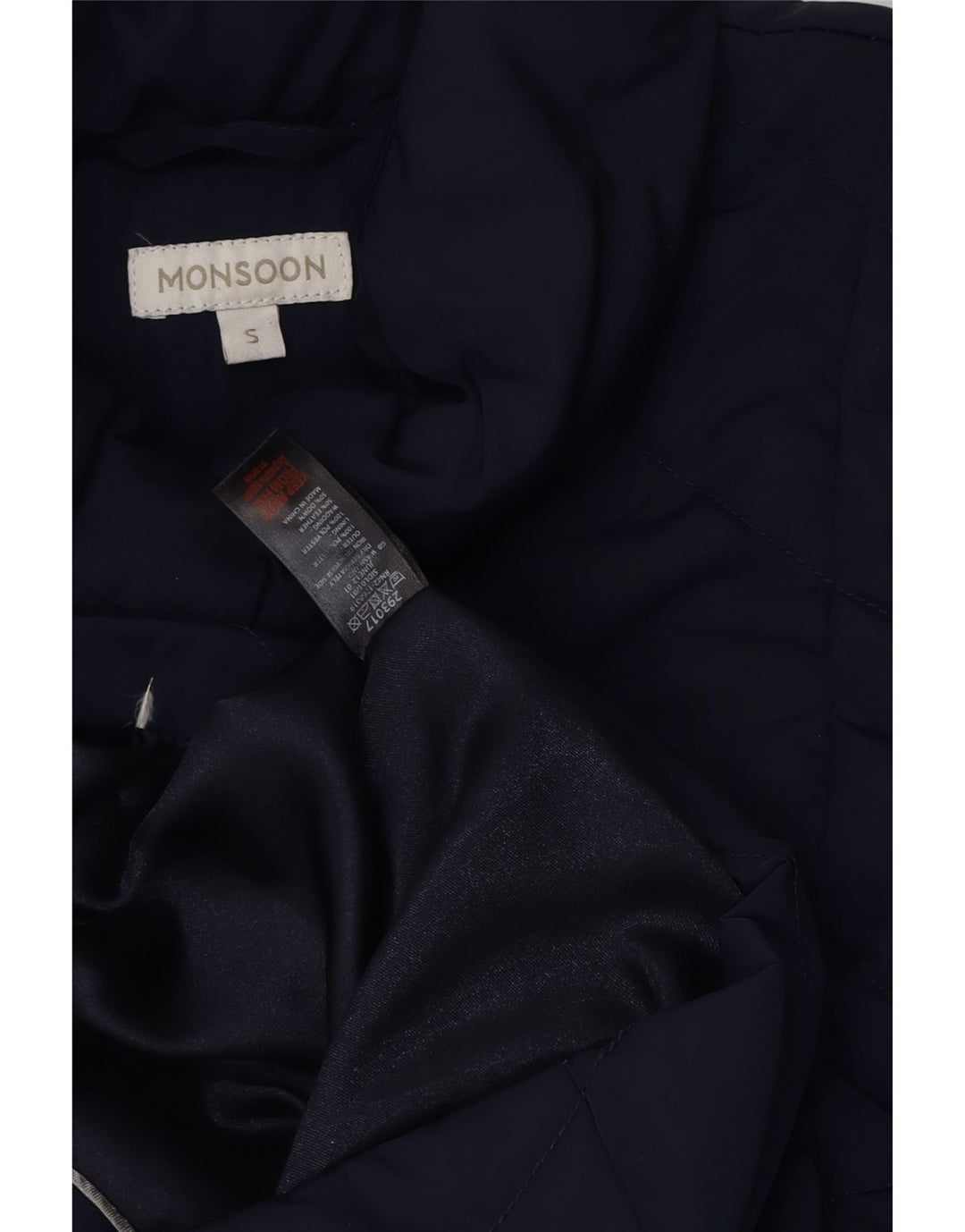 MONSOON Manteau rembourré pour femme UK 10 Small Bleu marine Polyester