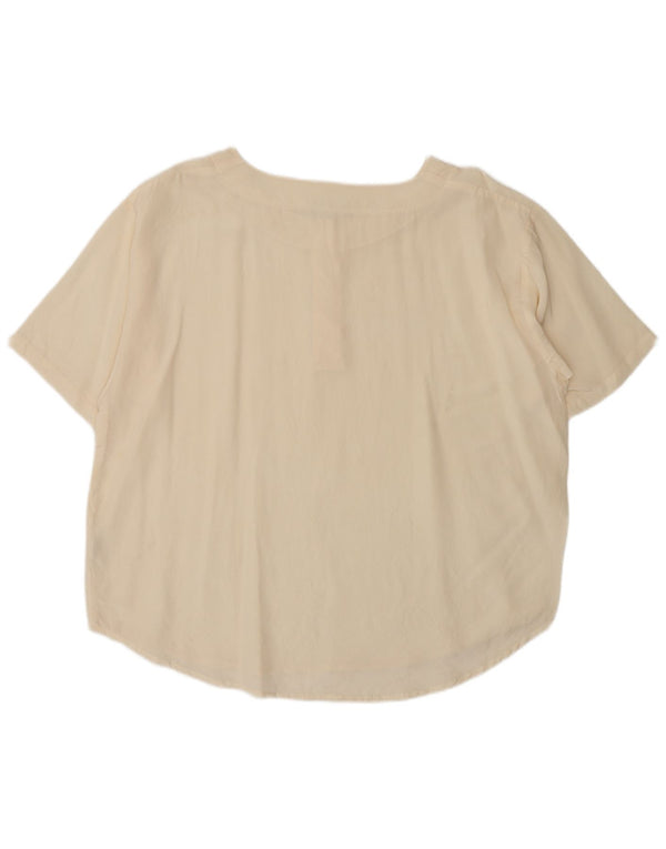 chemisier femme vintage Top UK 18 XL Soie Beige