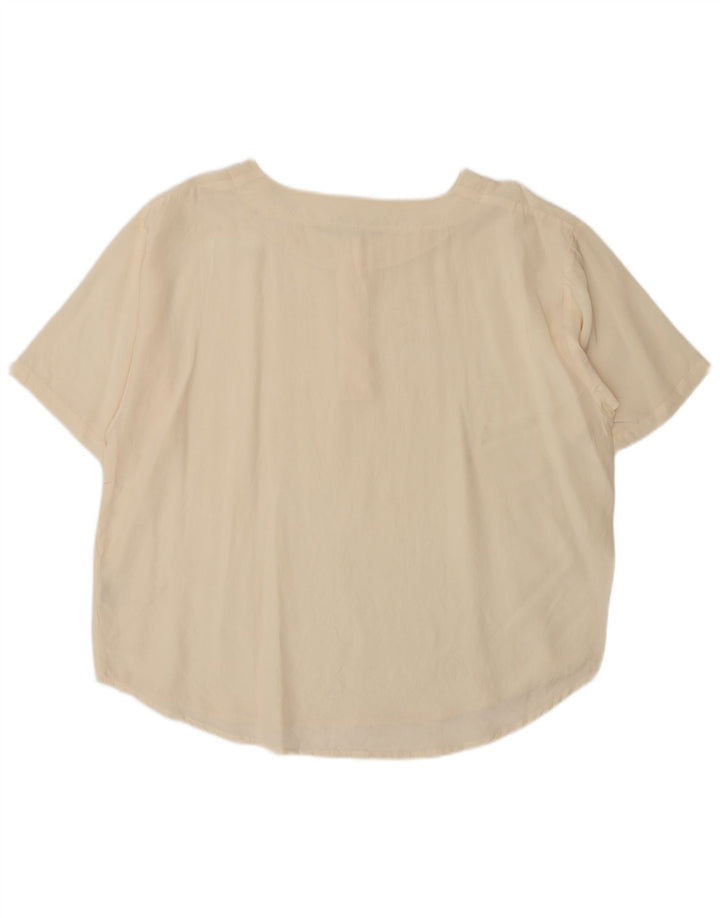 chemisier femme vintage Top UK 18 XL Soie Beige