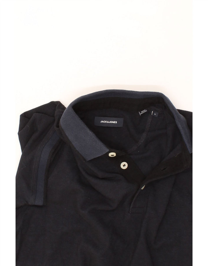 JACK & JONES Mens Polo Shirt Large Navy Blue Cotton Vintage Jack & Jones and Second-Hand Jack & Jones from Messina Hembry 
