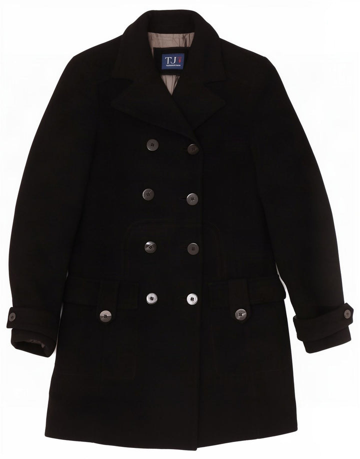 Trussardi Jeans Manteau Croisé Femme IT 42 Laine Noir Moyen