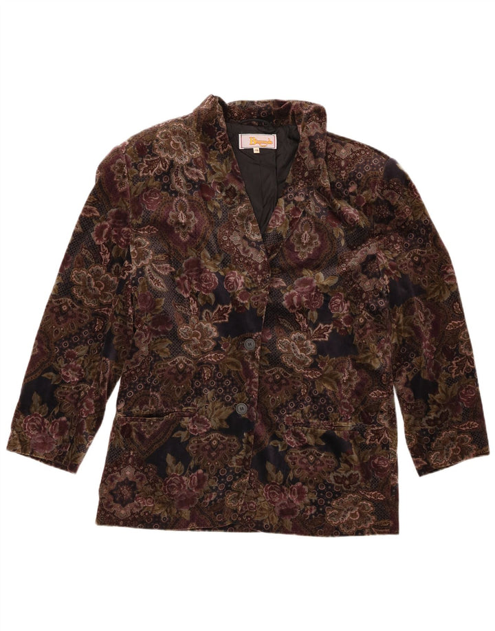 Blumode Veste Blazer 2 Boutons Femme EU 46 XL Marron Floral