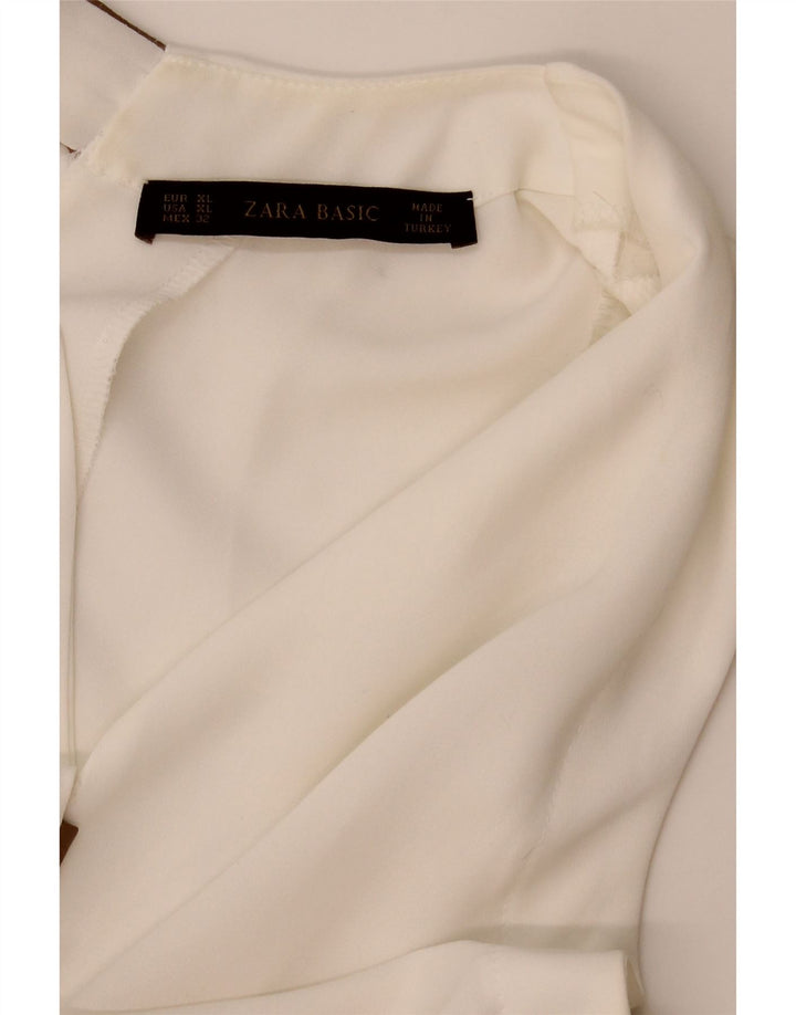 Zara Chemisier sans manches pour femme UK 18 XL Blanc