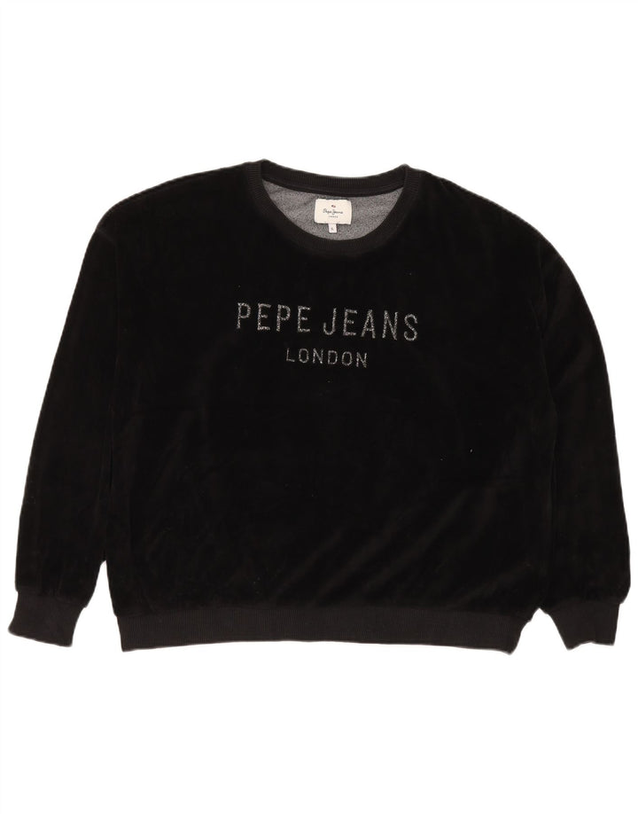 PEPE JEANS Sweat-shirt graphique surdimensionné pour femme UK 18 XL Noir