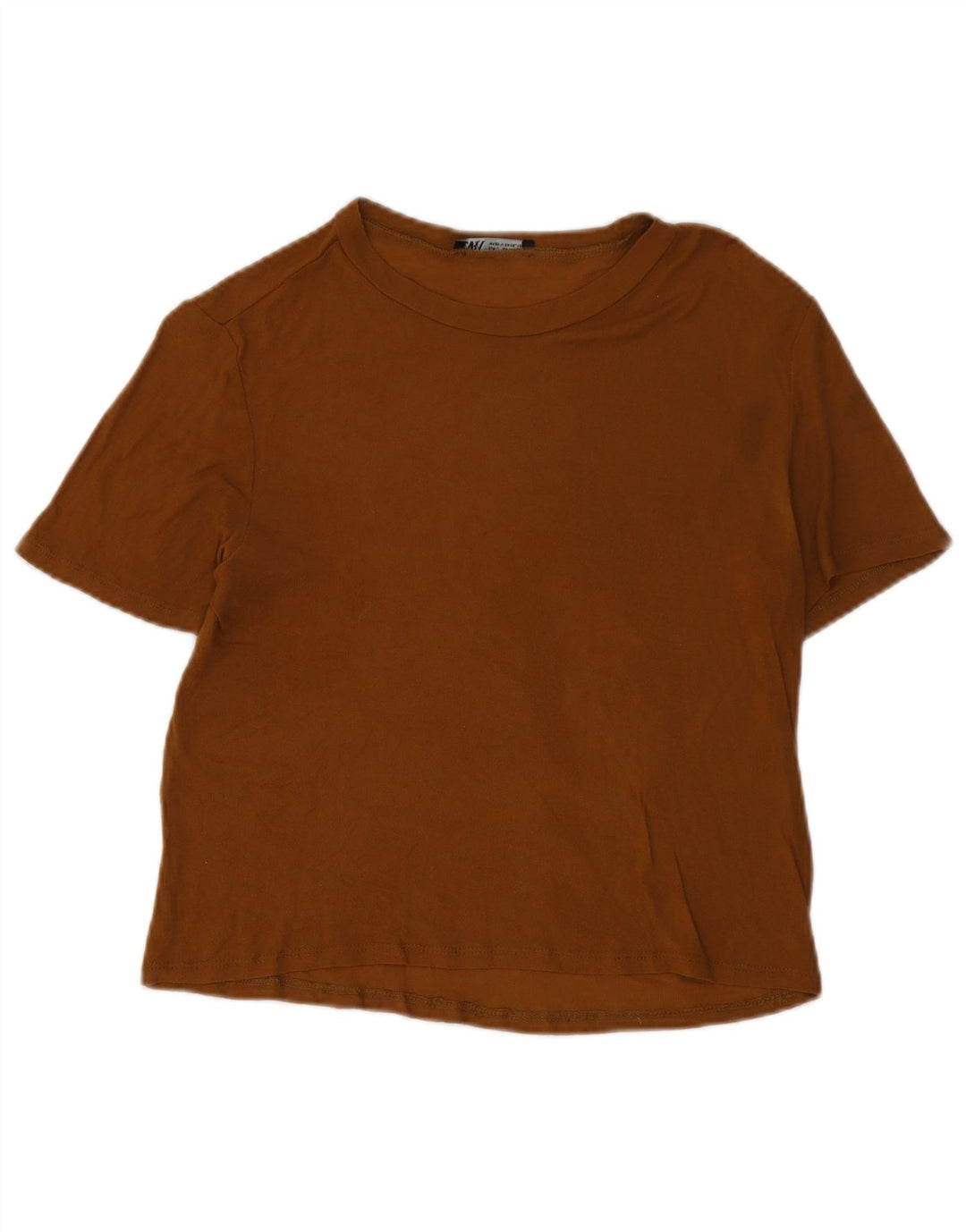 Zara T-Shirt Femme Top UK 14 Large Marron