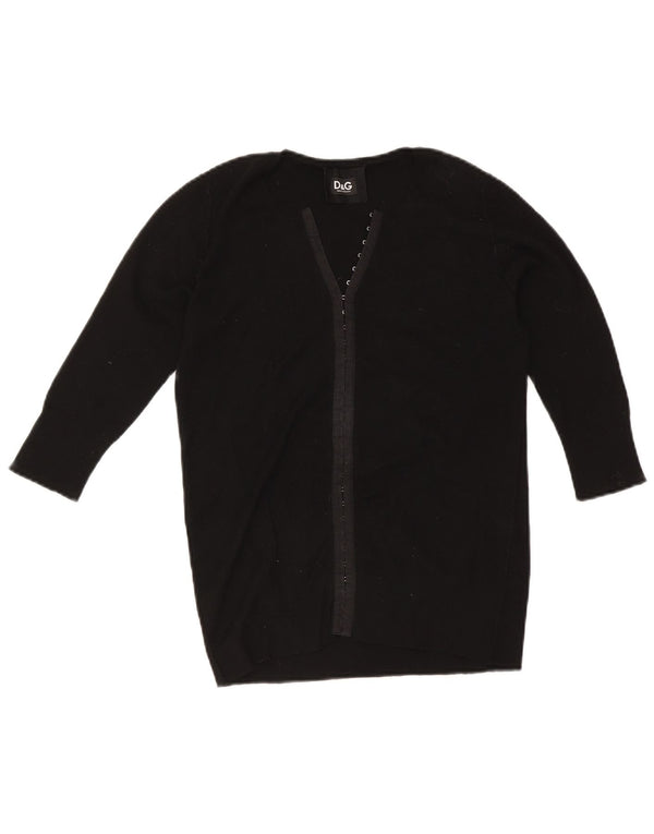 Dolce & Gabbana Pull cardigan à manches courtes pour femme UK 18 XL Noir