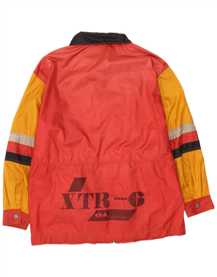 vintage Mens Graphic Raincoat UK 36 Petit Jaune Colourblock Polyamide