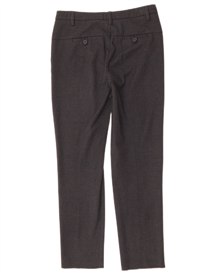 BENETTON Pantalon de costume slim pour femme UK 6 XS W28 L27 Pied-de-poule noir