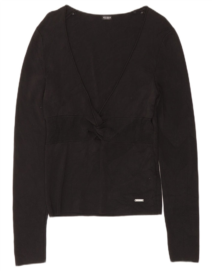 Guess Haut à manches longues pour femme UK 12 Rayonne noire moyenne