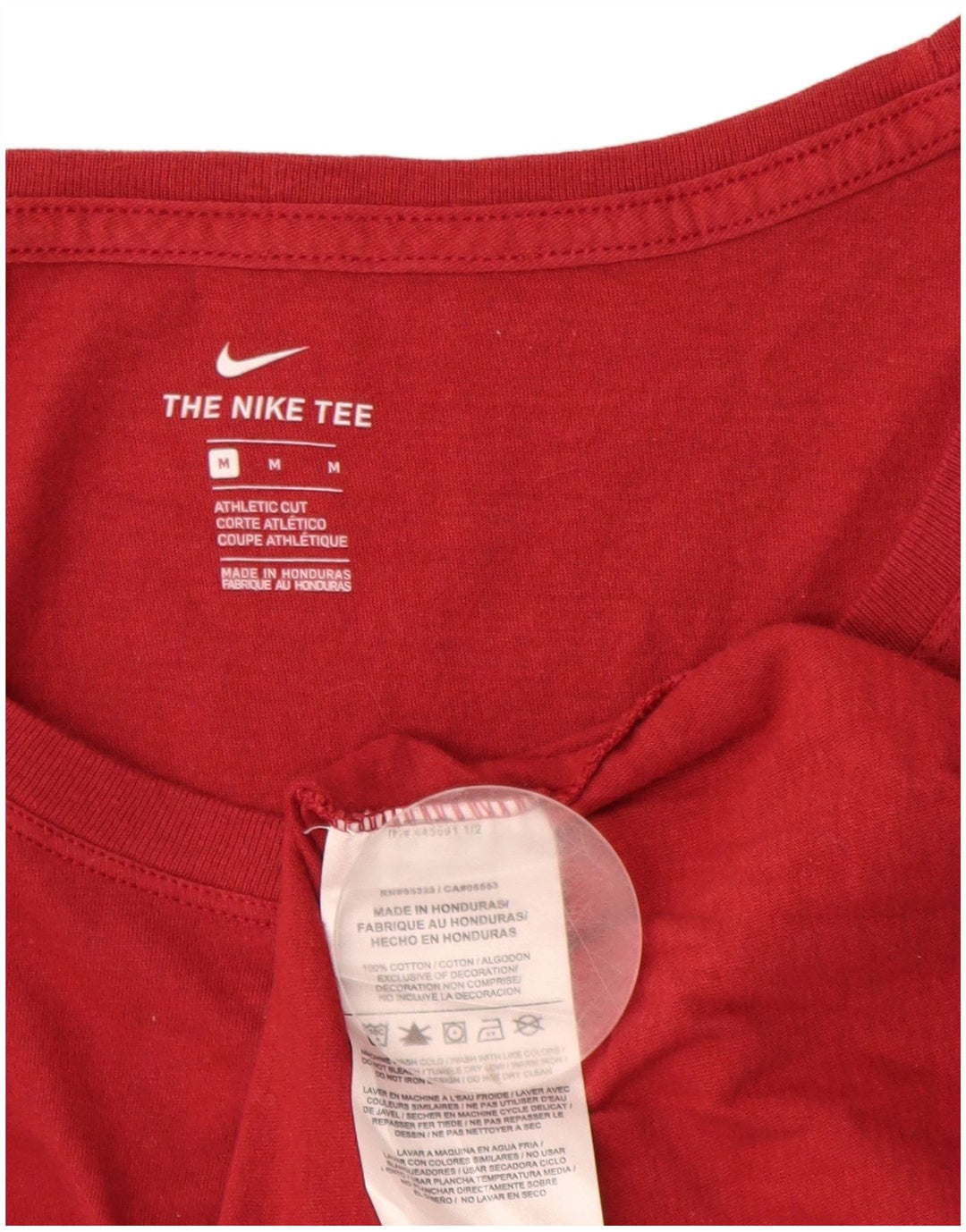 NIKE T-shirt graphique coupe athlétique pour femme UK 14 en coton rouge moyen