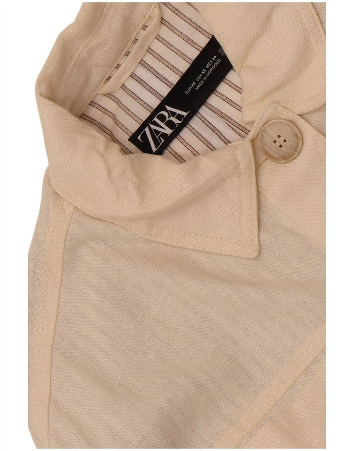 Zara Womens Crop Oversize Bomber Veste UK 6 XS Blanc Cassé